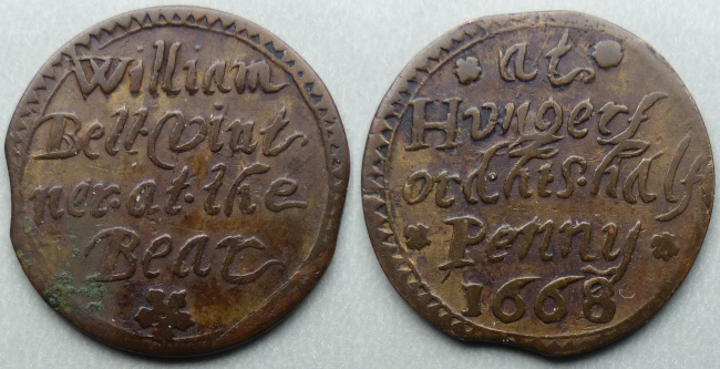Hungerford, William Bell 1668 halfpenny Hungerford, William Bell 1668 halfpenny